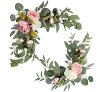 H&W 2 flores artificiales de arco de boda para letrero de boda, decoración de boda polvorienta para boda, recepción, ceremonia, telón de fondo, mesa de amor (peonía de colores mixtos)