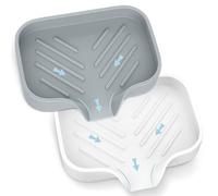H&W 2 jaboneras de silicona, porta jabón de baño, porta jabón de ducha premium, porta jabón con boquilla de drenaje para baño, encimera de cocina, mantener el jabón seco (blanco y gris)