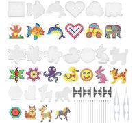 H&W 20 tableros de cuentas fusibles de 5 mm, kits de tableros transparentes grandes, con 8 bases de regalo, 2 pinzas, 20 cadenas de cuentas (WA3-Z17)