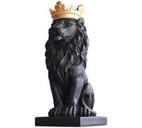 H&W Estatua de león de Corona, esculturas Negras, Figuras de león de Resina para Hombres, Adornos de Estatua artística para el hogar, Oficina, Sala de Estar, estantería, Mesa, Escritorio, decoración
