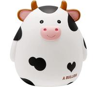 H&W Hucha de vaca, caja de monedas irrompible para niños, bonita hucha de animales para cumpleaños para niños y niñas, cajas de ahorro de monedas (blanco)