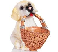 H&W Plato de Dulces para Perro, Bonito Cuenco para Llaves para Mesa de Entrada, Estatua de Cesta de Perro, esculturas de Animales de Resina, decoración de Escritorio para el hogar, Cuenco único y