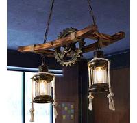 H.W.S Colgante De Madera Roble La Vendimia Luz Comer Lámpara Techo Mesa Comedor Sala Industrial Metal Retro Bambú Casa Campo Rústica Dormitorio Estar