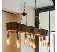 H.W.S LáMpara Colgante De Madera Industrial Negra Vintage Retro Metal Altura Ajustable Para Bombillas E27 Sala Estar Mesa Comedor Cocina (8 light)