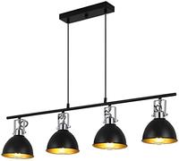 H.W.S Lámpara Colgante Iluminación Vintage Retro Negro Interior Araña Pendiente De La Luz Que Cuelga Industrial E27 Techo Altura Regulable Sala Estar Para El Comedor Restaurante Café (4 luces)