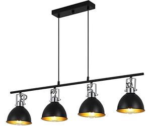H.W.S Lámpara Colgante Iluminación Vintage Retro Negro Interior Araña Pendiente De La Luz Que Cuelga Industrial E27 Techo Altura Regulable Sala Estar Para El Comedor Restaurante Café (4 luces)