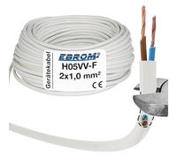 H05 VV-F - Tubo flexible (2 x 1 mm², 25 m), color blanco
