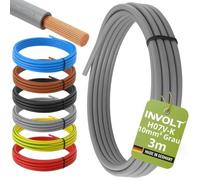 H07V-K - Cable flexible de PVC (3 m, 10 mm², fabricado en Alemania), color gris