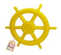 h2i Volante Torre de Juego y casita de Juego | Volante Pirata de plástico Resistente a la Intemperie | Volante móvil de Barco de Juego con Sonido Giratorio | Amarillo