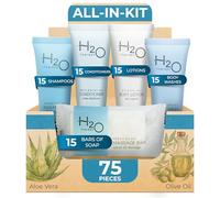 H2O Therapy - Paquete de jabones y artículos de tocador para hoteles y artículos de tocador para hoteles y Airbnb | Champú y acondicionador de hotel de 0.8 L, gel de ducha, loción corporal y jabón de