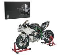 H2R - Modelo de motocicleta Track Edition de aleación dinámica, escala 1/6, bicicleta de simulación coleccionable con luces de encendido, sonido de motor, spray de humo, estilo de fibra de carbono
