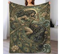 H3B8U2Y5 Art Nouveau Diosa Pantera Negra Duradero Manta Calida, Coche Viaje