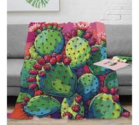 H3B8U2Y5 Botánico de Cactus Rosa Manta Sofa, Franela, Estilo Pop juguetón
