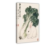 H3B8U2Y5 Conejo Blanco con Bok Choy Cuadro en Lienzo, Rincon Lectura