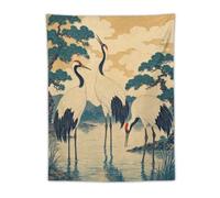 H3B8U2Y5 Cranes in Agua Tapiz de Pared, Estilo Ukiyo-e, Pine Trees