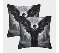 H3B8U2Y5 Dark Angel Lucifer Monochrome Fundas Cojin Set 2, Doble Cara