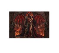 H3B8U2Y5 Demonio Satánico del Infierno Cuadro En Lienzo Moderno HD Arte De Pared Pareja de Demonios Póster Decorativo Para Dormitorio, Salón, Oficina, Pasillo Decoracion, Regalo 12x18inch(30x45cm)