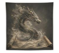 H3B8U2Y5 Dragon Emerging from Scroll Tapiz de Pared, Estilo Surrealista