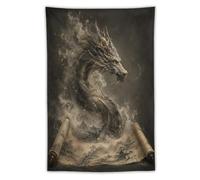 H3B8U2Y5 Dragon Emerging from Scroll Tapiz de Pared, Surrealista