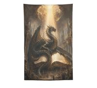 H3B8U2Y5 Dragon Rising from Open Libro Tapiz de Pared, Epic Fantasia