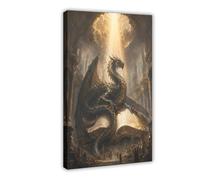 H3B8U2Y5 Dragon saliendo del libro abierto Arte de Pared en Lienzo, Oficina