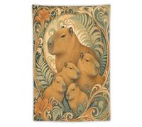 H3B8U2Y5 Familia Carpincho Art Nouveau Tapiz de Pared, Animales caprichosos