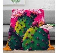 H3B8U2Y5 Flores de Cactus Rosa Manta, Franela, Lectura, Estilo Pop juguetón
