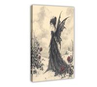 H3B8U2Y5 Hada Oscura con Rosas Cuadro en Lienzo, Oleo Gotico Rincon Lectura