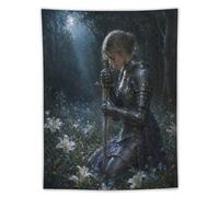 H3B8U2Y5 Medieval Female Caballero Luz de Luna Tapiz de Pared, Heroic Sword