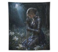 H3B8U2Y5 Medieval Female Caballero Luz de Luna Tapiz de Pared, Heroic Sword