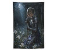 H3B8U2Y5 Medieval Female Caballero Luz de Luna Tapiz de Pared, Heroic Sword
