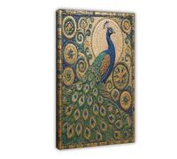 H3B8U2Y5 Mosaico de pavo real Cuadro en Lienzo, bizantino Pasillo