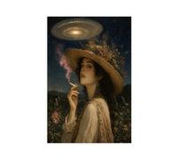 H3B8U2Y5 Mujer bajo platillo volante Cuadro en Lienzo, Zona Sofa