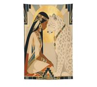 H3B8U2Y5 Mujer y Blanco Leopardo Tapiz de Pared, Art Deco, Entrada