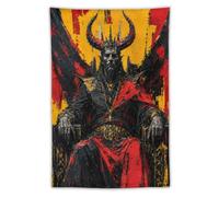 H3B8U2Y5 Oscuro Horned King Tapiz de Pared, Estilo Oleo Gotico, Rojo Oro