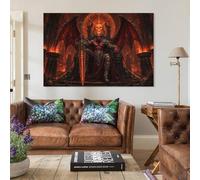 H3B8U2Y5 Rey Diablo Satánico del Infierno Cuadro En Lienzo Moderno HD Señor de los Demonios Lienzo Decorativo Para Salón, Dormitorio, Pasillo, Oficina Decoracion Pared, Regalo 12x18inch(30x45cm)