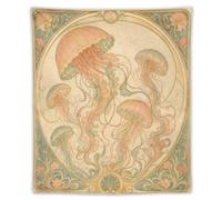 H3B8U2Y5 Rosa Jellyfish Tapiz de Pared, Estilo Art Nouveau, Soft Ocean