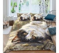 H3B8U2Y5 Upside Down Tuxedo Cat Juego de Funda Nordica Juego de 3 Piezas 3D