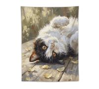 H3B8U2Y5 Upside Down Tuxedo Gato Tapiz de Pared, Caprichoso Animal Arte