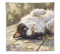 H3B8U2Y5 Upside Down Tuxedo Gato Tapiz de Pared, Expressive Eyes