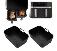 HA BIN 2 moldes de silicona para freidora de aire Dual Zone 9L (2×4,5L) - Reutilizables, aptos para lavavajillas, accesorio airfryer para cesta doble, compatible con Russell Hobbs 27681-56