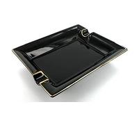 HA - Cenicero para puros (porcelana, 2 estantes, 653 g), color negro y dorado