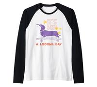 Ha Sido un Largo día Dachshund - Patineta de Perro, diseño de Perro Camiseta Manga Raglan