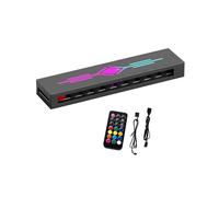 HA60 ARGB&FAN HUB X10 5V 3Pin + PWM 4Pin 2 en 1, Compatible con M/B AURA SYNC, Inducción de Música y Control Remoto IR A