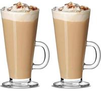HAADI Vasos de café con leche, paquete de 2 unidades, 270 ml, resistentes a la temperatura, tazas de café con asa, ideales para leche, jugo, helado, latte, capuchino, espresso y chocolate caliente