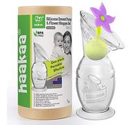 haakaa 100 ML Extractor de Leche Manual con Azul Tapón de Flores y Base, Silicona Sacaleches Manual, Colector de Leche Materna, Saludable e Inofensivo