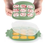 haakaa Bandeja de pezón de alimentos para bebés, moldes de silicona para alimentos, bandeja de silicona para congeladores de alimentos, 9 compartimentos, verde