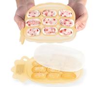 haakaa Bandejas para congeladores de alimentos para bebés, contenedores de almacenamiento de alimentos para bebés, bandeja de cubitos de hielo de silicona con tapa, 4 m + bebé, Plátano