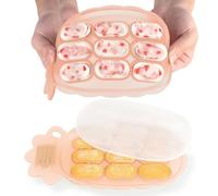 haakaa Bandejas para congeladores de alimentos para bebés, contenedores de almacenamiento de alimentos para bebés, bandeja de cubitos de hielo de silicona con tapa, 4 m + bebé, Colorete de piña
