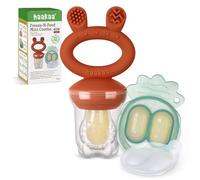 Haakaa Bebé Comedero de Frutas & Combo de mini bandejas, Moldes para Paletas de Leche Materna, Alimentador de Silicona Libre de BPA para la Auto Alimentación Segura del Bebé, 4 Meses+ -Rojo